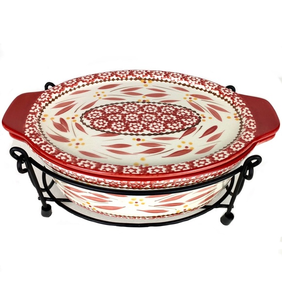 Temptations Other - Temp-tations Oval Covered Casserole Dish w Stand